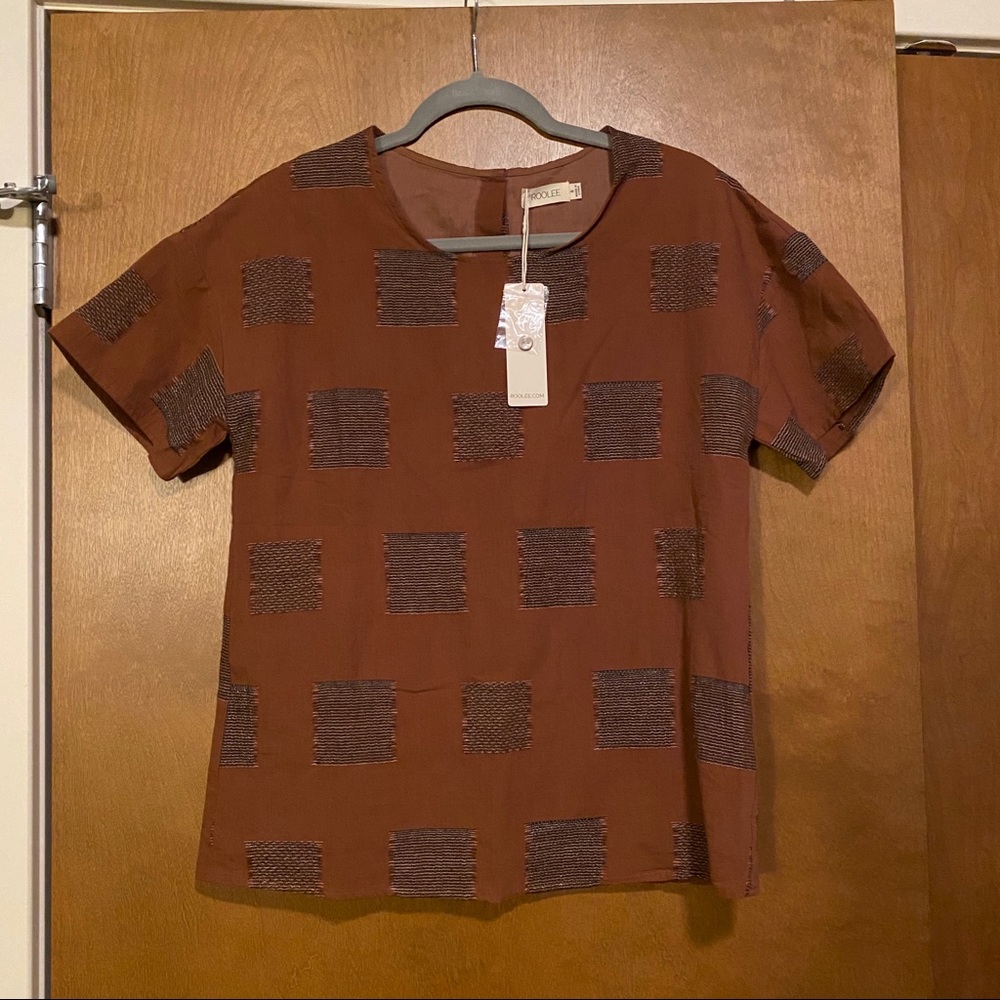 NWT Roolee Embroidered Linen Top